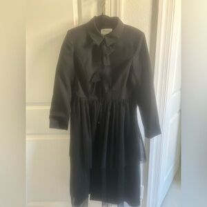 Women's Black Long Sleeve Formal Dress Coat by